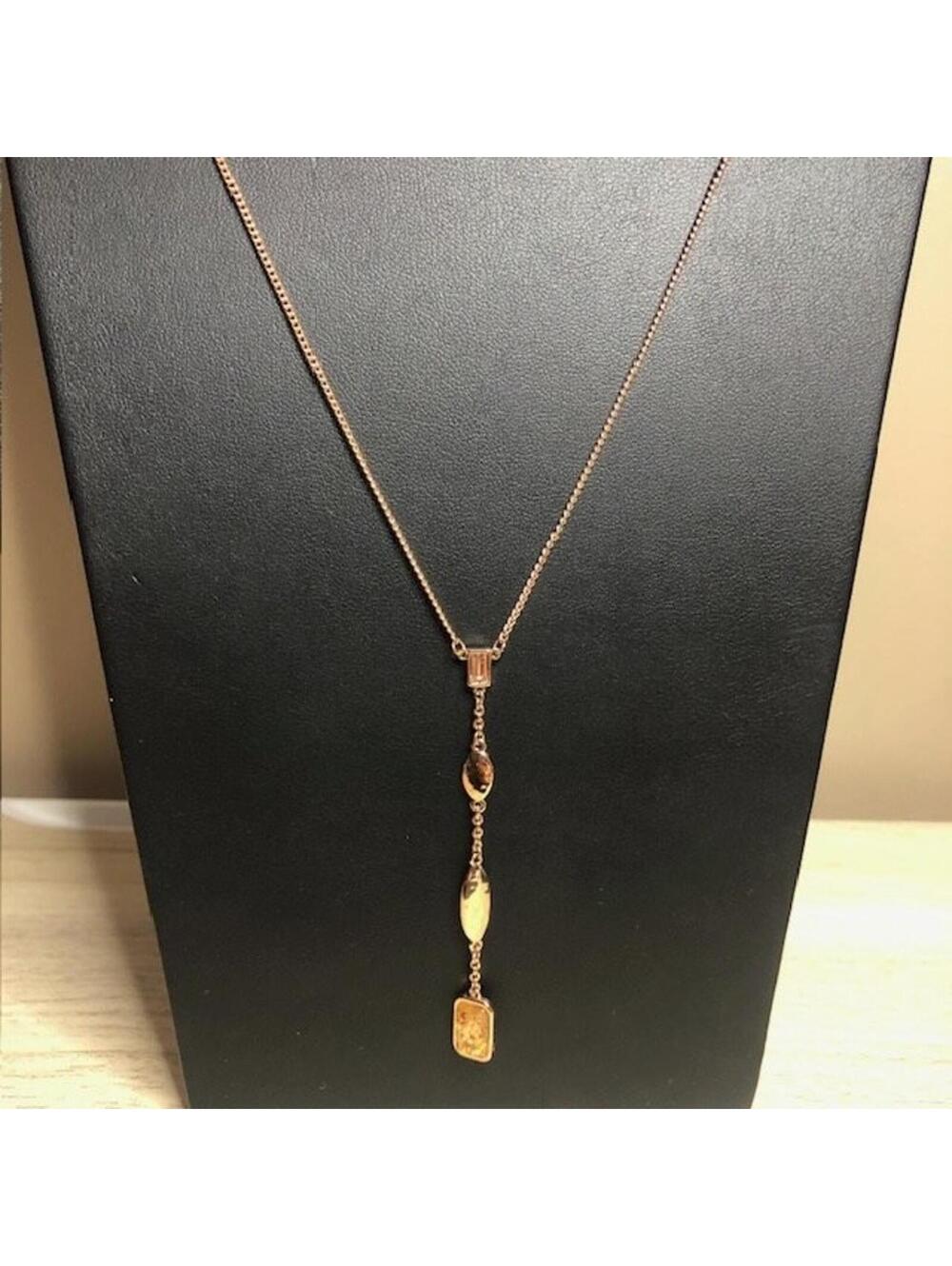 B2826 Color Street Rose Gold Tone Tokyo Lights Y-Necklace 30-32' Crystal Drop